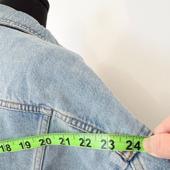 CROPPED FREYED TOP SHOP VINTAGE STYLE DENIM JACKET OVERSIZED US 8 - Picture 5 of 8